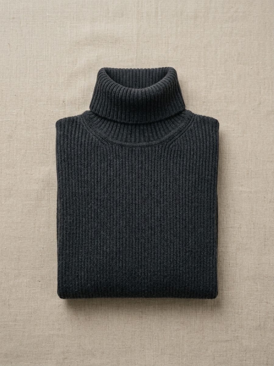 Cuello alto de canalé de cachemira