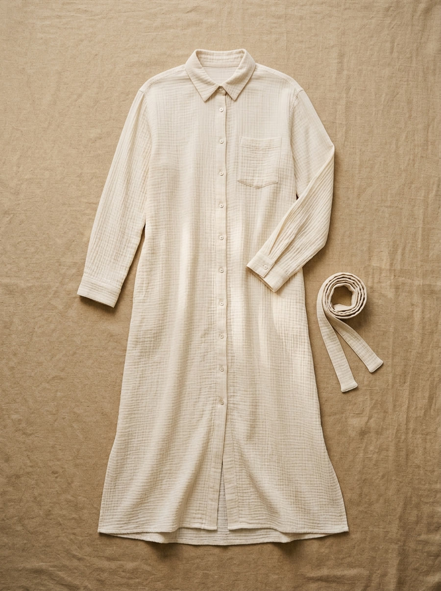 Cotton gauze shirt dress