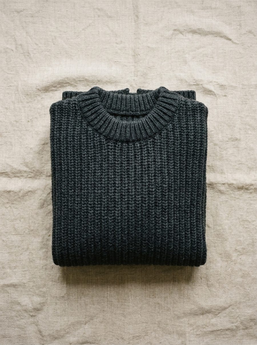 Jersey de canalé grueso de cuello redondo