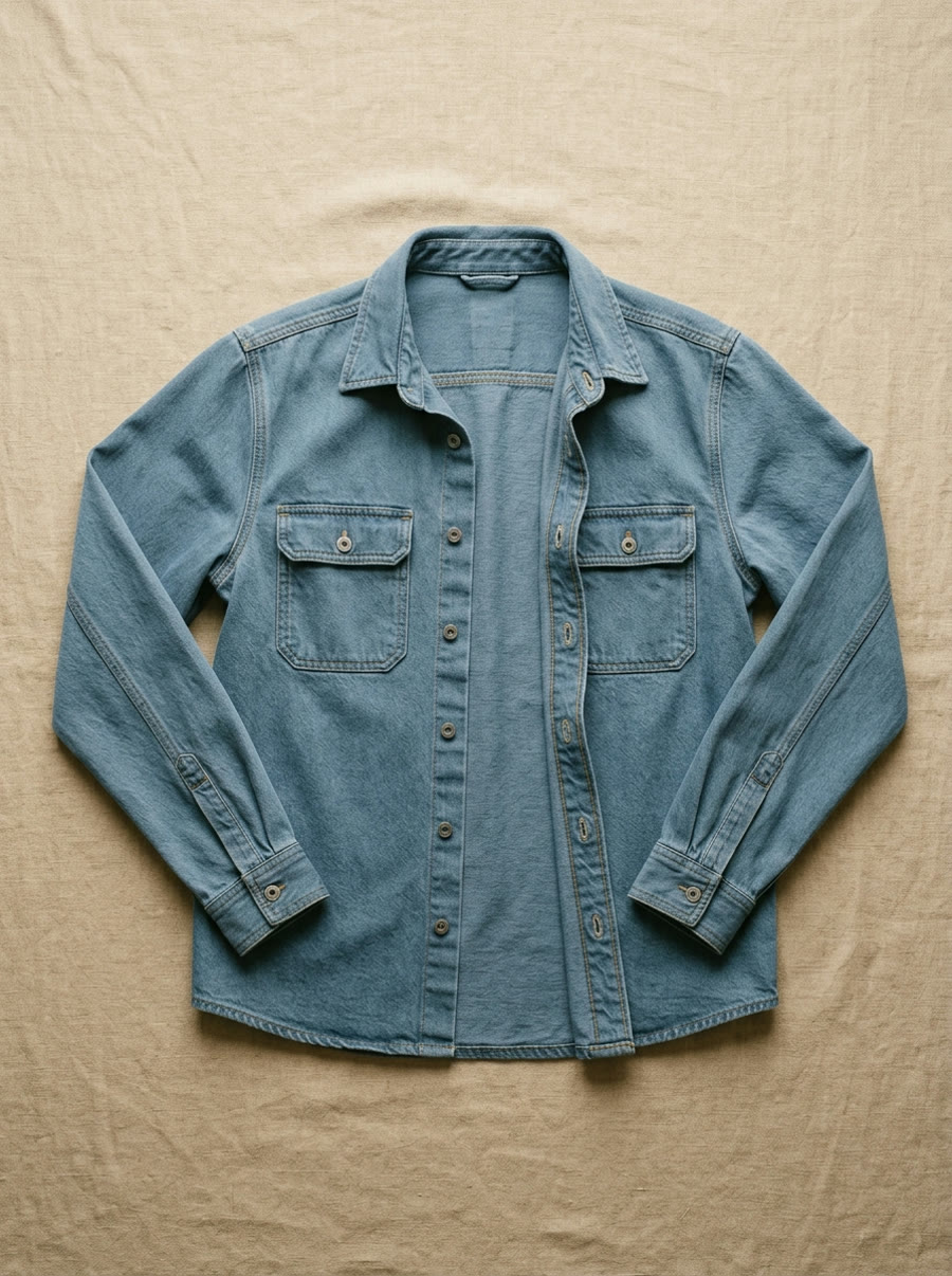 İnce denim gömlek ceket