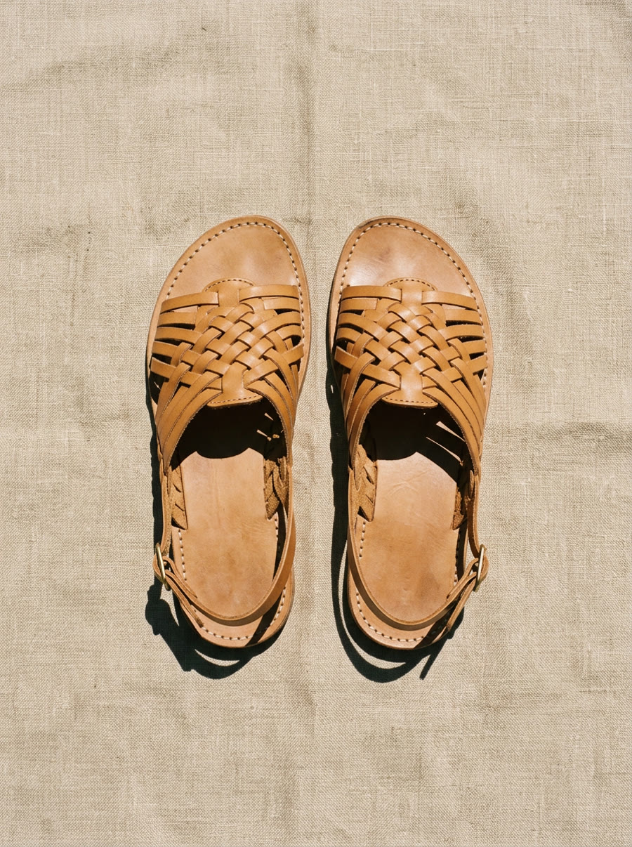 Woven leather sandal